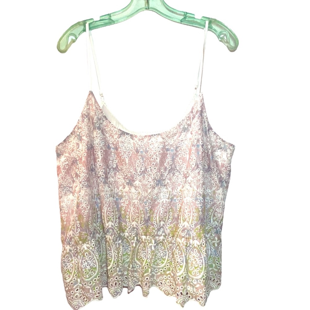 Anthropologie Pink/Rose Eyelet Sleeveless Top NWT Sz 16